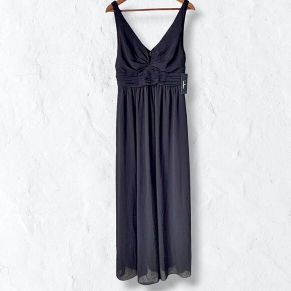NWT Lulu's Black Formal Evening Party Prom Gothic Gown Maxi Dress Sz L - Picture 1 of 11
